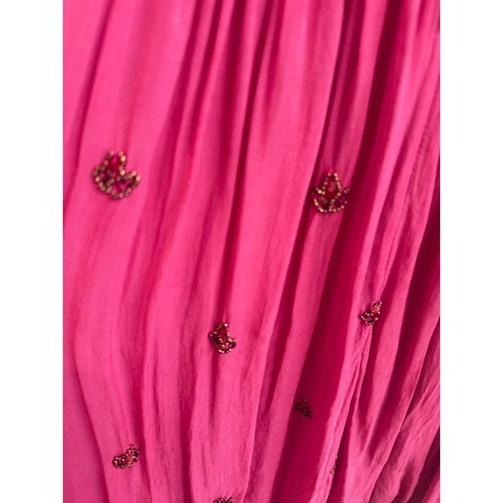 Free People Bali Golden Sun Embellished Beaded Mini Dress Festival Fairy Hippie